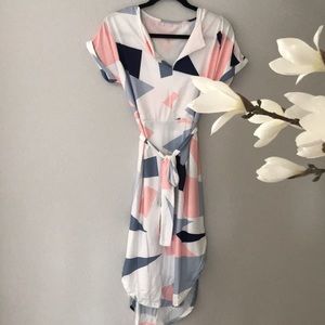 Pink blue and white dress size medium